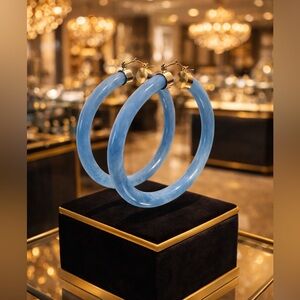 Pale Blue Resin Hoop Earrings